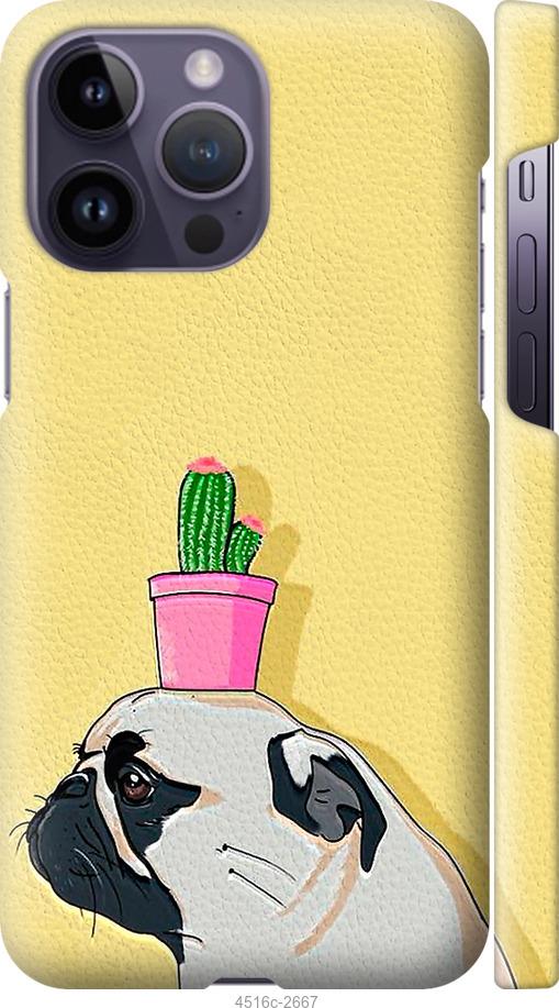 

Чохол на iPhone 14 Pro Max Мопс з кактусом