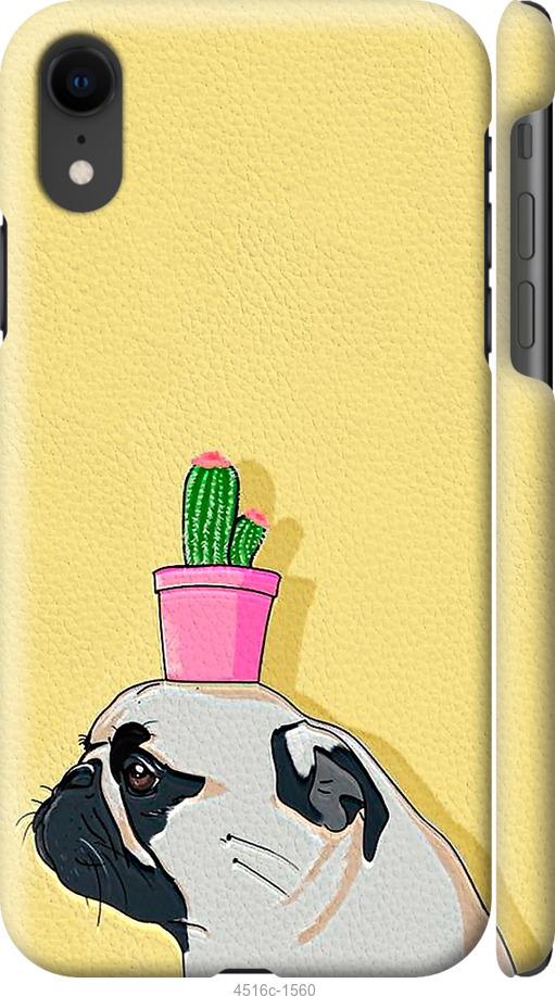 

Чохол на iPhone XR Мопс з кактусом