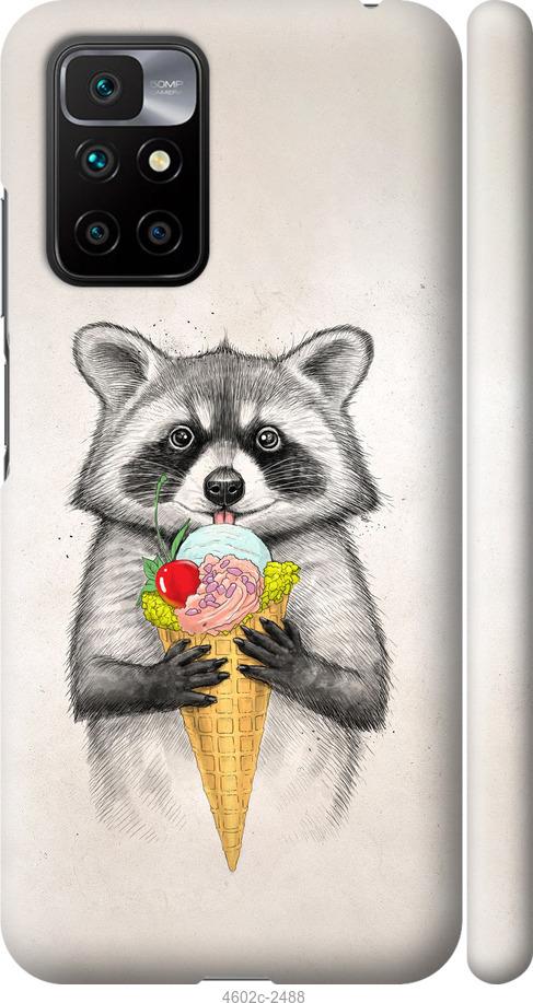 

Чехол на Xiaomi Redmi 10 Енотик с мороженым