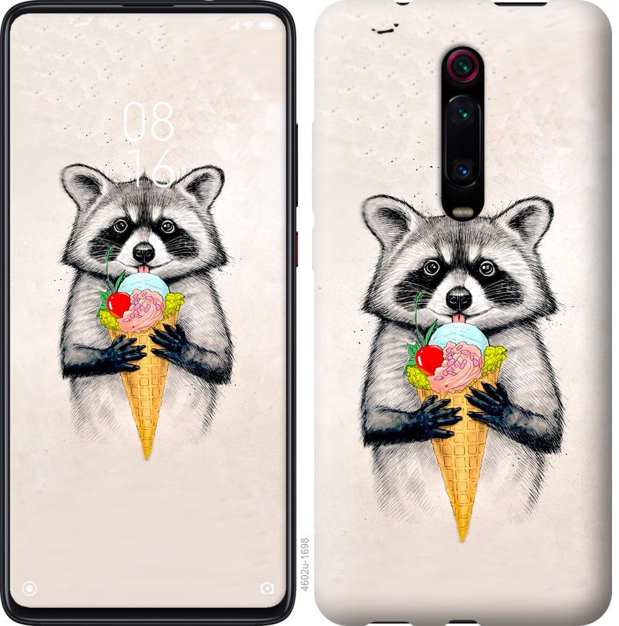 

Чохол на Xiaomi Redmi K30 Єнот з морозивом