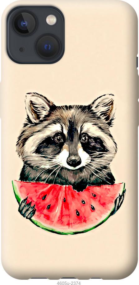 

Чехол на iPhone 13 Енотик с арбузом
