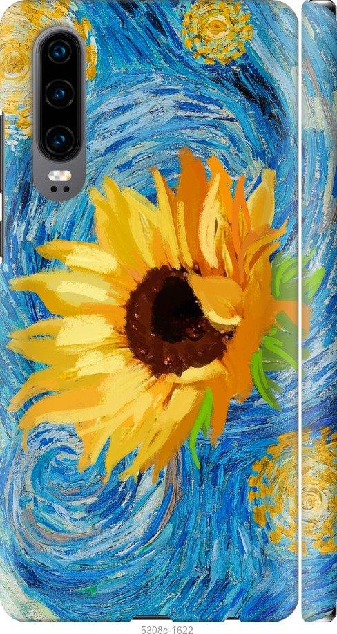 

Чехол на Huawei P30 Цветы желто-голубые
