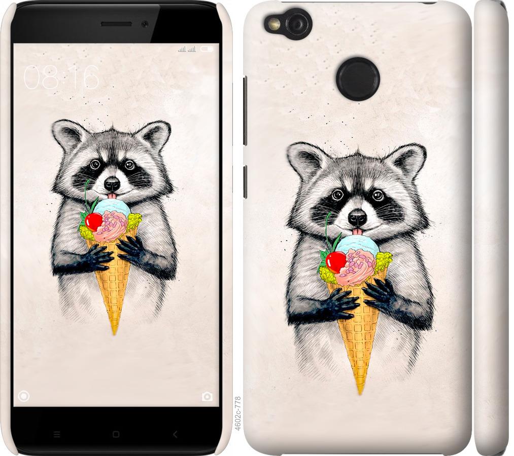 

Чохол на Xiaomi Redmi 4X Єнот з морозивом