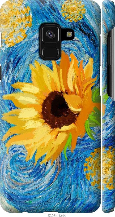 

Чехол на Samsung Galaxy A8 2018 A530F Цветы желто-голубые
