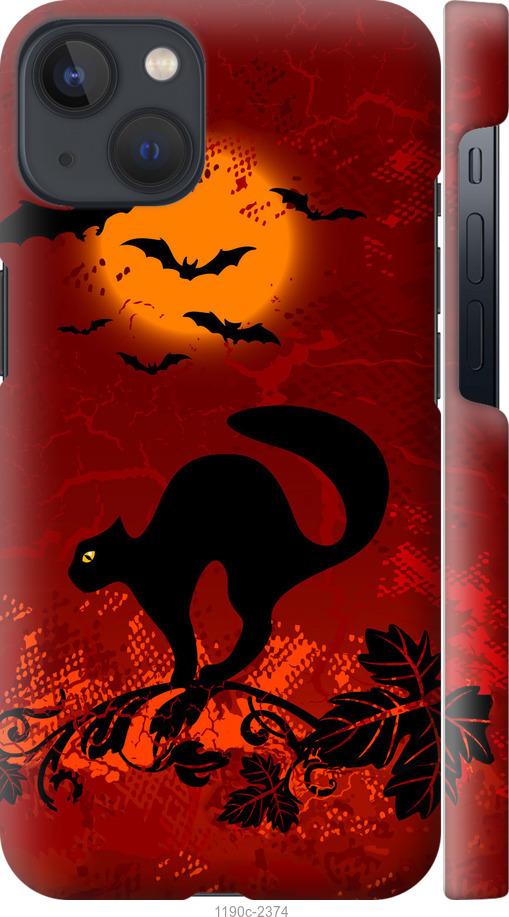 

Чехол на iPhone 13 Чёрная кошка под луной