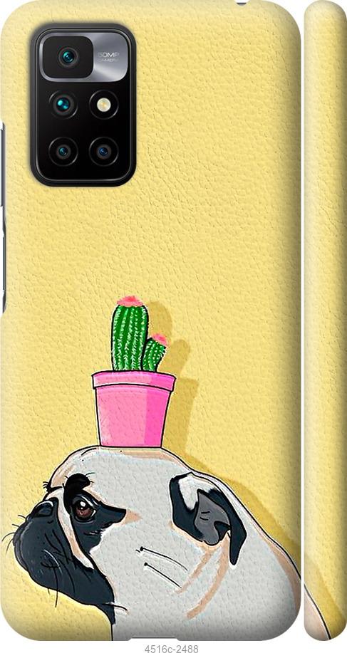 

Чохол на Xiaomi Redmi 10 Мопс з кактусом
