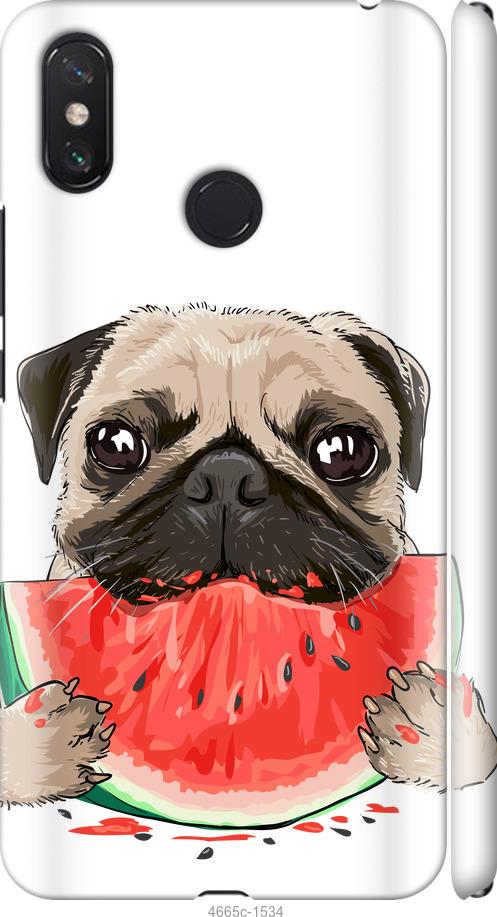 

Чехол на Xiaomi Mi Max 3 Мопс и арбуз