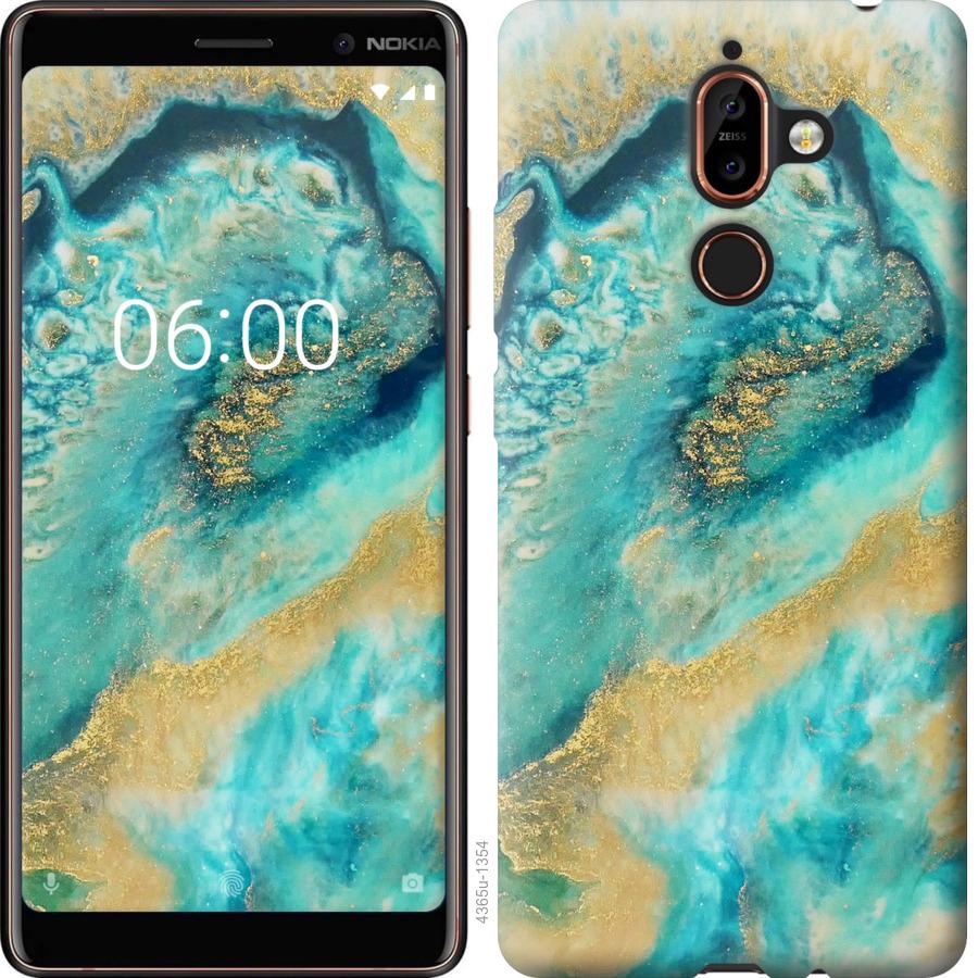 

Чехол на Nokia 7 Plus Green marble