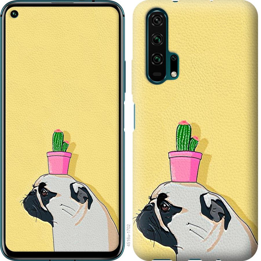 

Чохол на Huawei Honor 20 Pro Мопс з кактусом