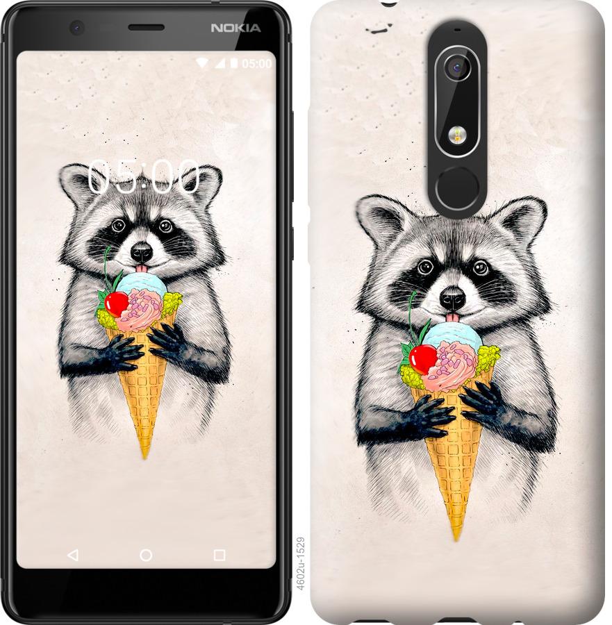 

Чохол на Nokia 5.1 Єнот з морозивом