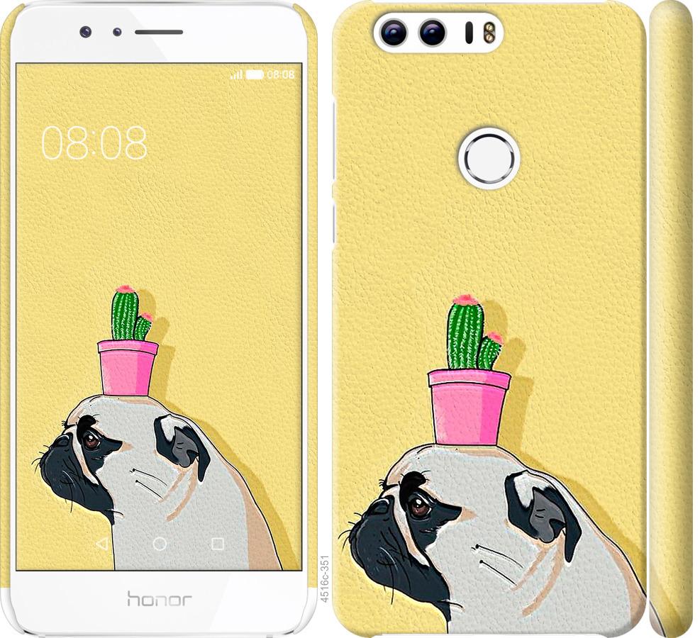 Чохол на Huawei Honor 8 Мопс з кактусом