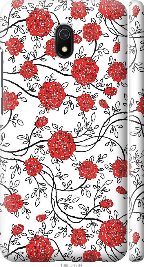 Чохол на Xiaomi Redmi 8A Червоні троянди на білому тлі