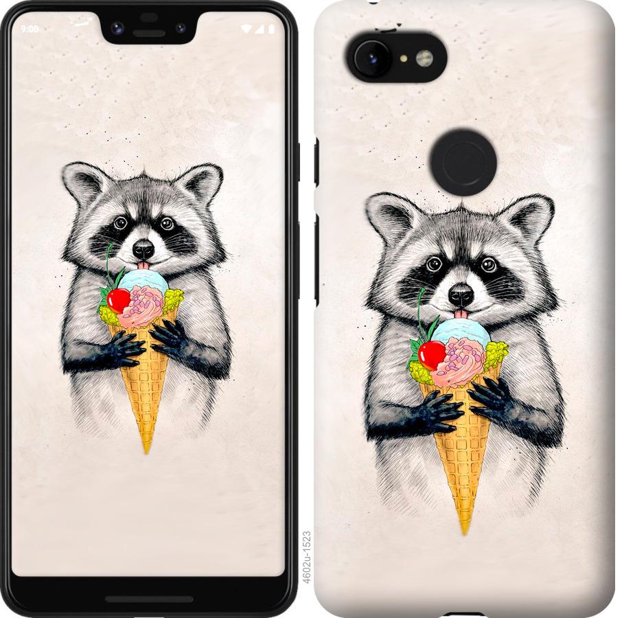 

Чохол на Google Pixel 3 XL Єнот з морозивом