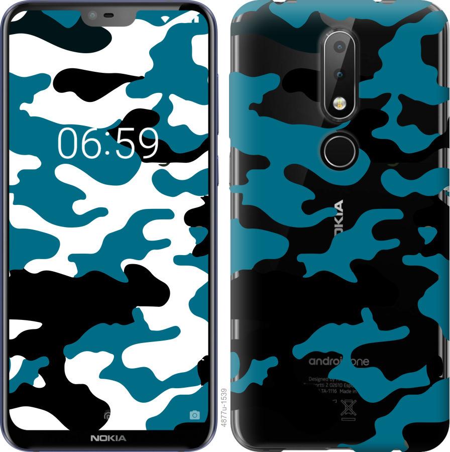 

Чехол на Nokia 6.1 Plus Камуфляж прозрачный фон