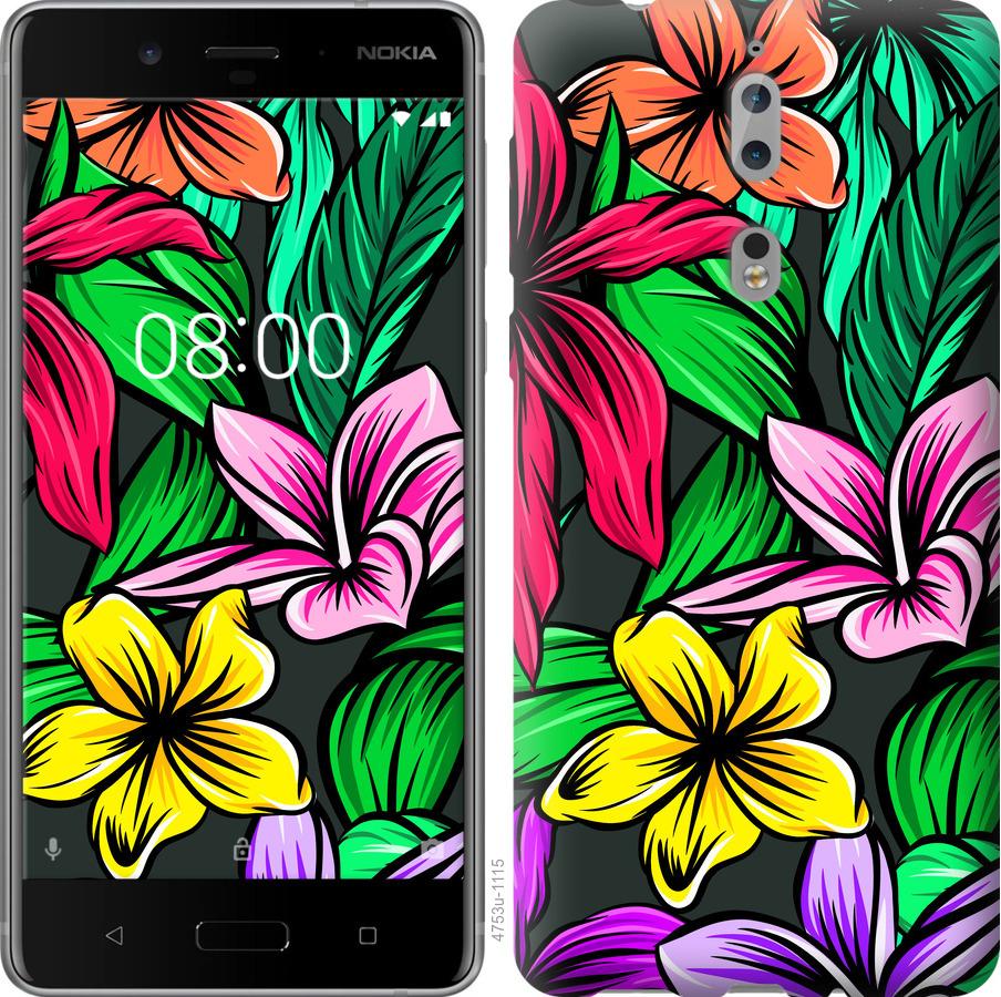 

Чехол на Nokia 8 Тропические цветы 1