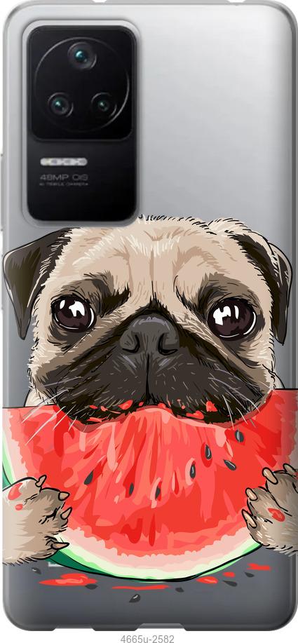 

Чехол на Xiaomi Redmi K40S Мопс и арбуз