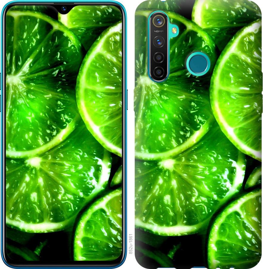 Чехол на Realme 5 Pro Зелёные дольки лимона