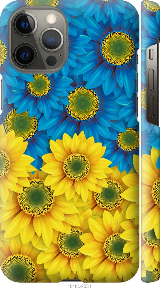 Чехол на iPhone 12 Pro Max Жёлто-голубые цветы
