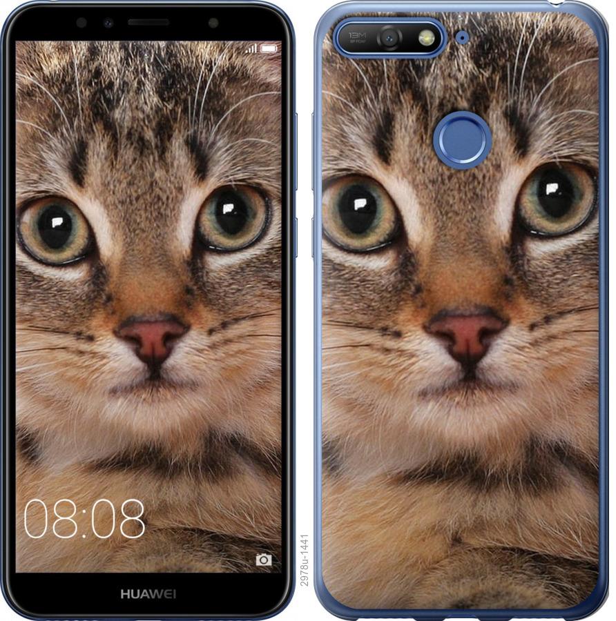 

Чехол на Huawei Y6 Prime 2018 Полосатый котик