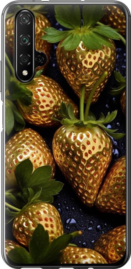 

Чехол на Huawei Nova 5T Золотая клубника