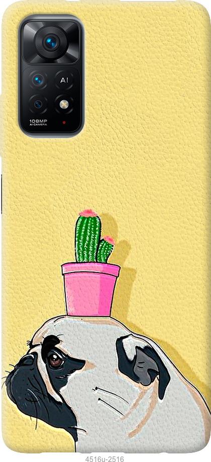 

Чохол на Xiaomi Redmi Note 11 Мопс з кактусом
