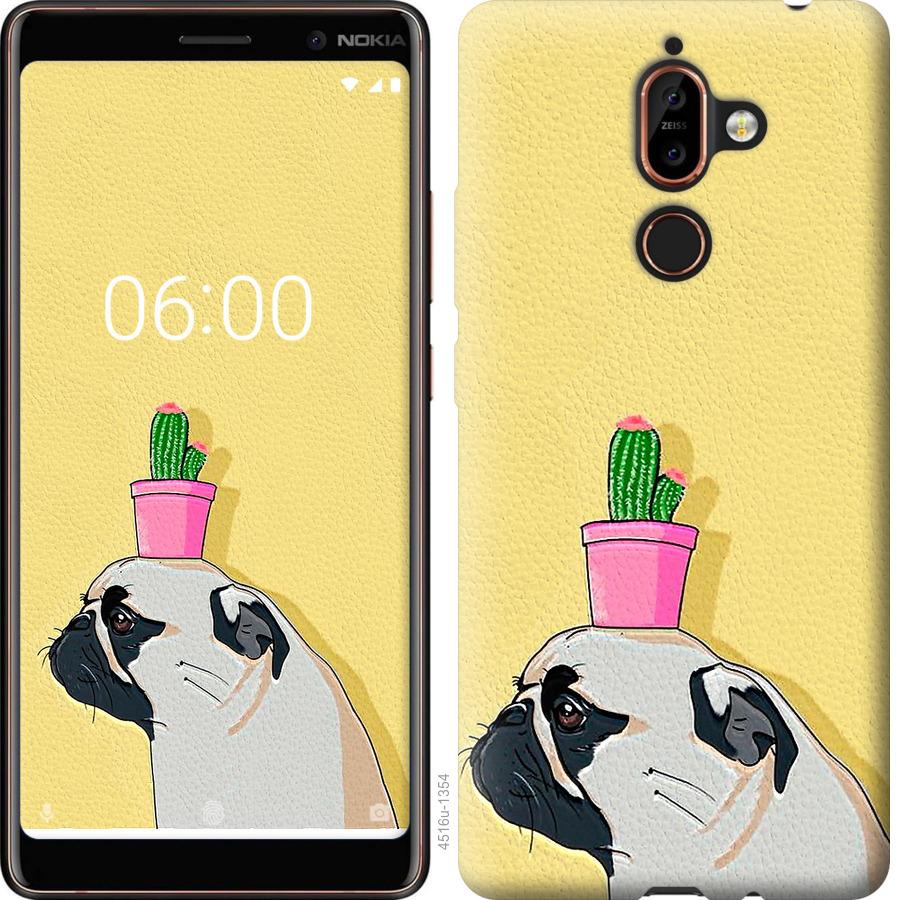 

Чохол на Nokia 7 Plus Мопс з кактусом