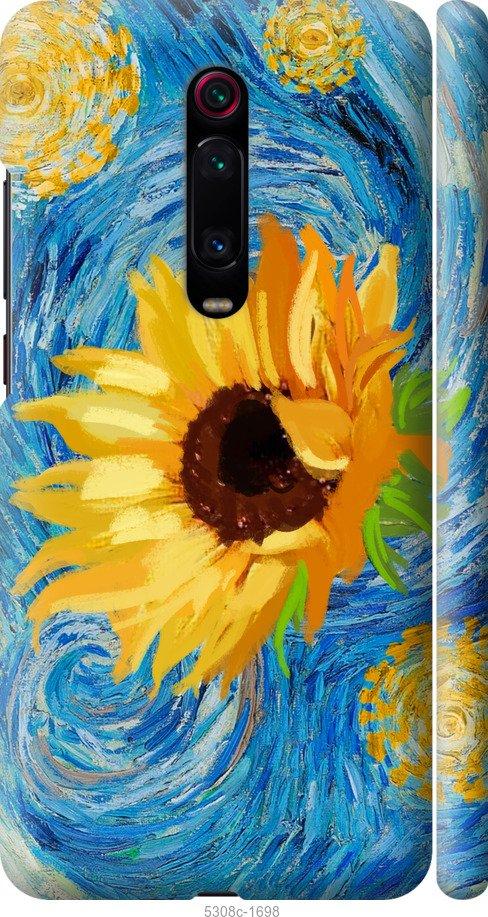 Чехол на Xiaomi Mi 9T Pro Цветы желто-голубые