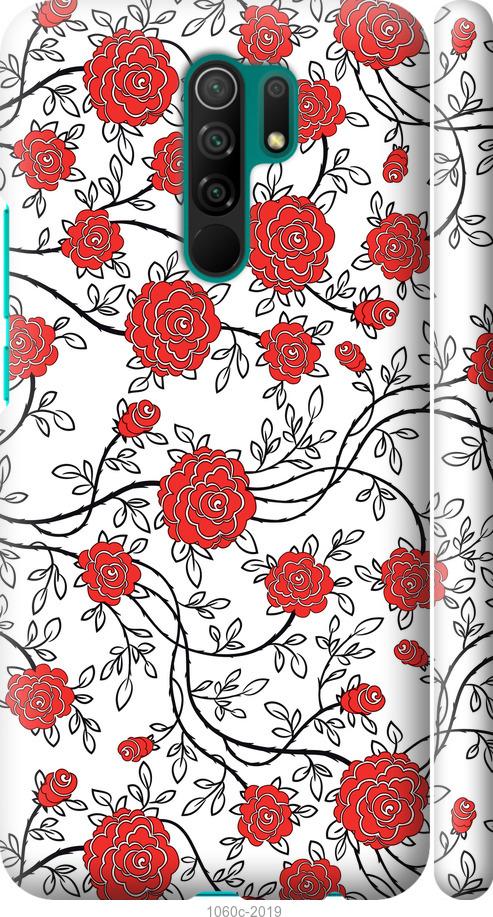 

Чохол на Xiaomi Redmi 9 Червоні троянди на білому тлі