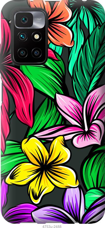 Чехол на Xiaomi Redmi 10 Тропические цветы 1