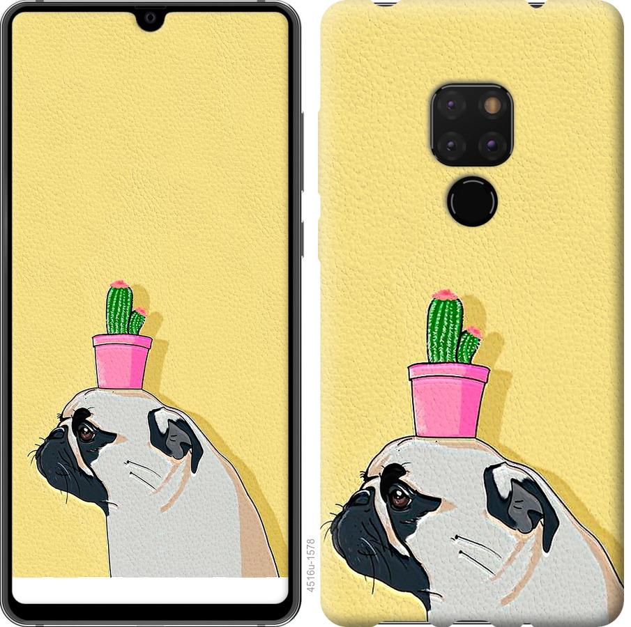 

Чохол на Huawei Mate 20 Мопс з кактусом