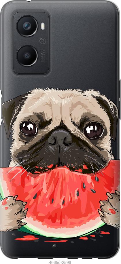 

Чехол на Oppo A96 Мопс и арбуз