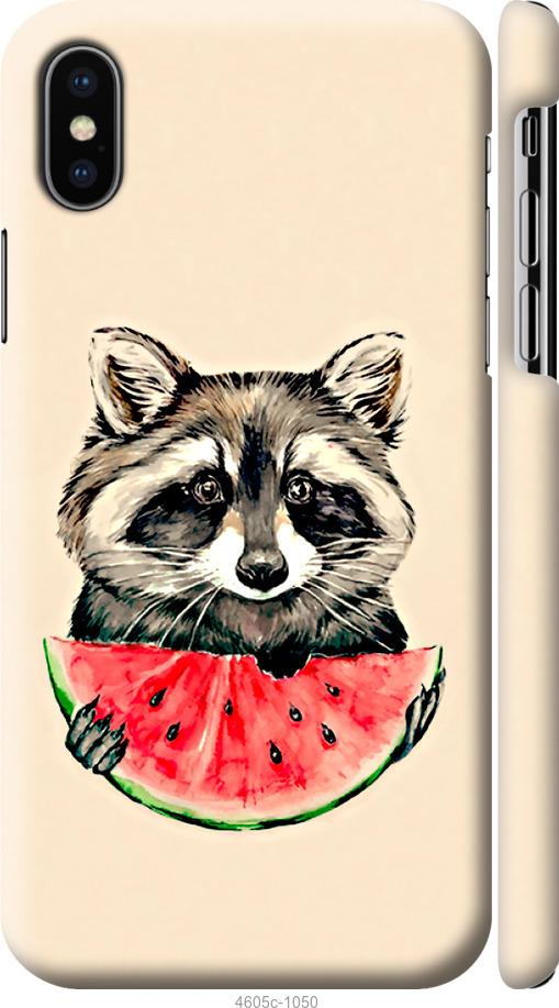 

Чехол на iPhone XS Енотик с арбузом