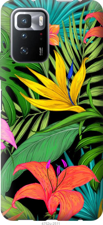 Чехол на Xiaomi Poco X3 GT Тропические листья 1
