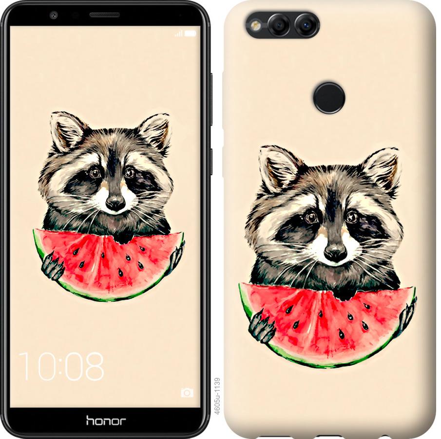 

Чехол на Huawei Honor 7X Енотик с арбузом