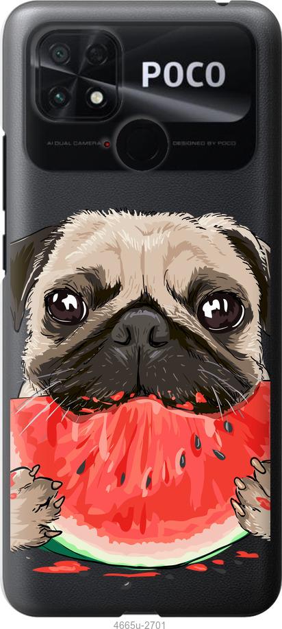 

Чехол на Xiaomi Poco C40 Мопс и арбуз
