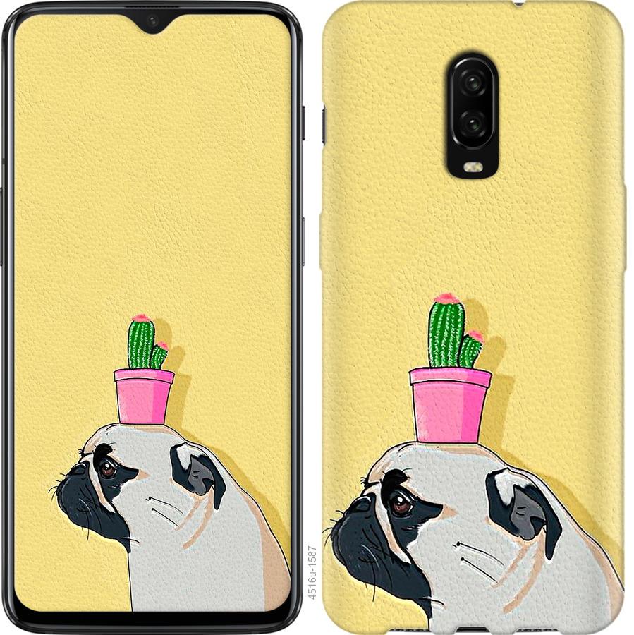 

Чохол на OnePlus 6T Мопс з кактусом