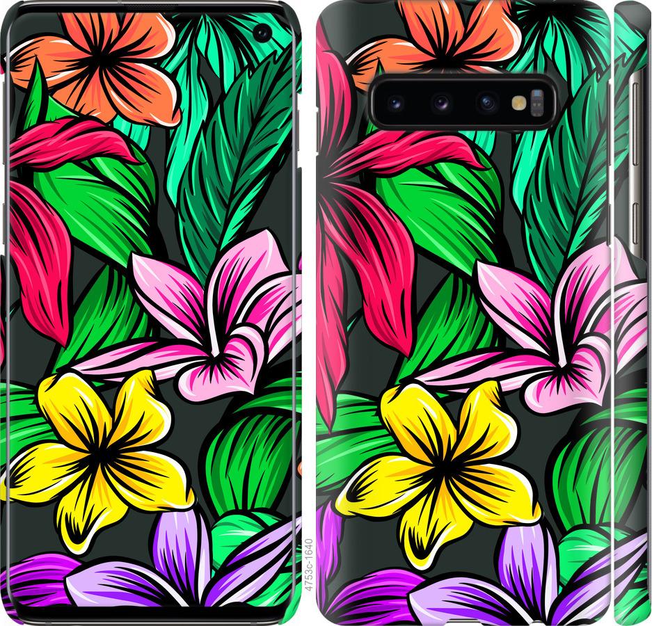 Чехол на Samsung Galaxy S10 Тропические цветы 1