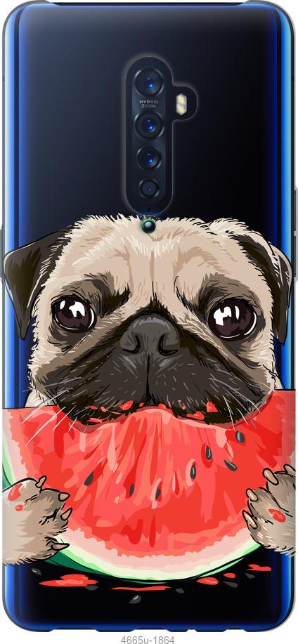 

Чехол на Oppo Reno 2 Мопс и арбуз