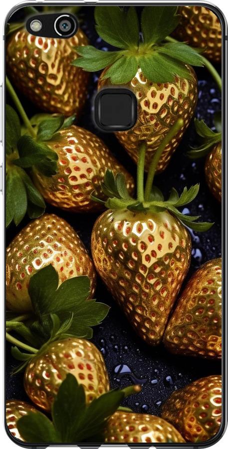 

Чехол на Huawei P10 Lite Золотая клубника