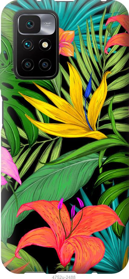 Чехол на Xiaomi Redmi 10 Тропические листья 1
