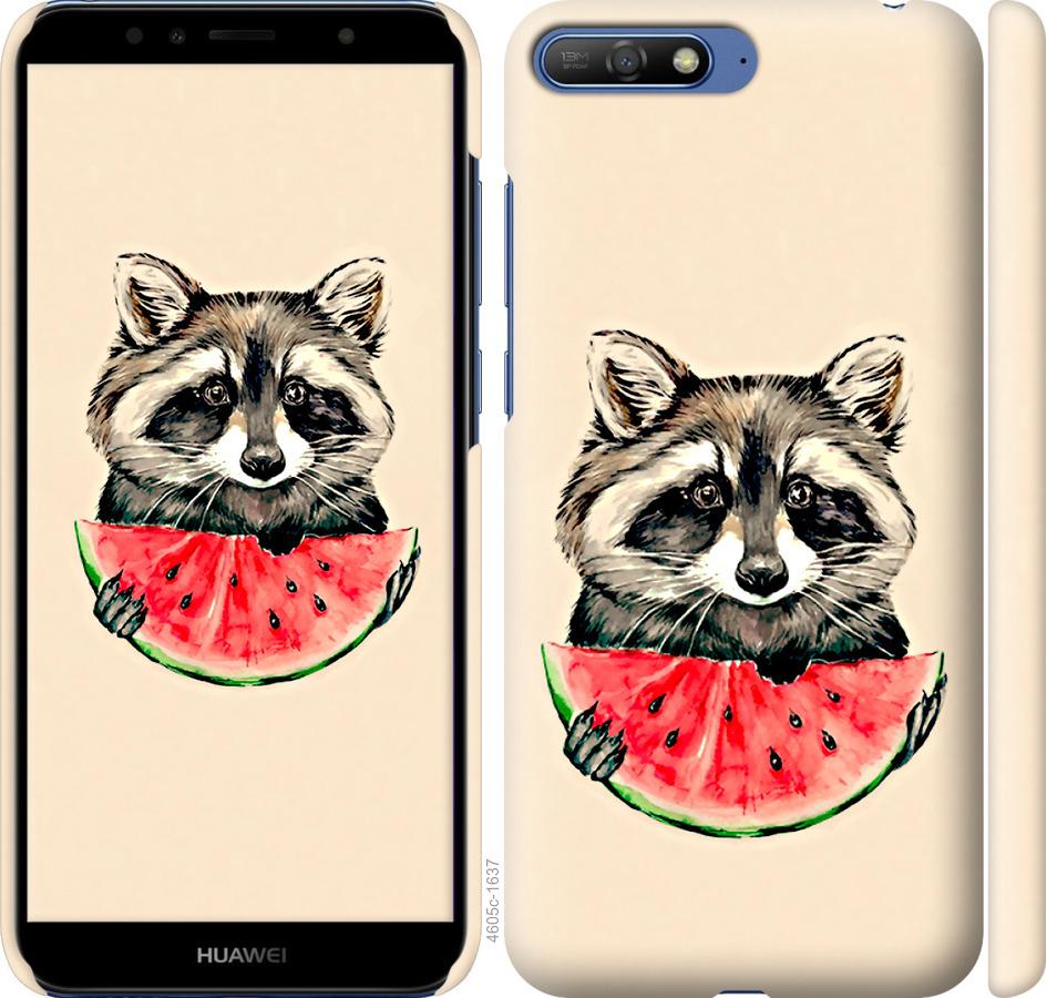

Чехол на Huawei Y6 2018 Енотик с арбузом