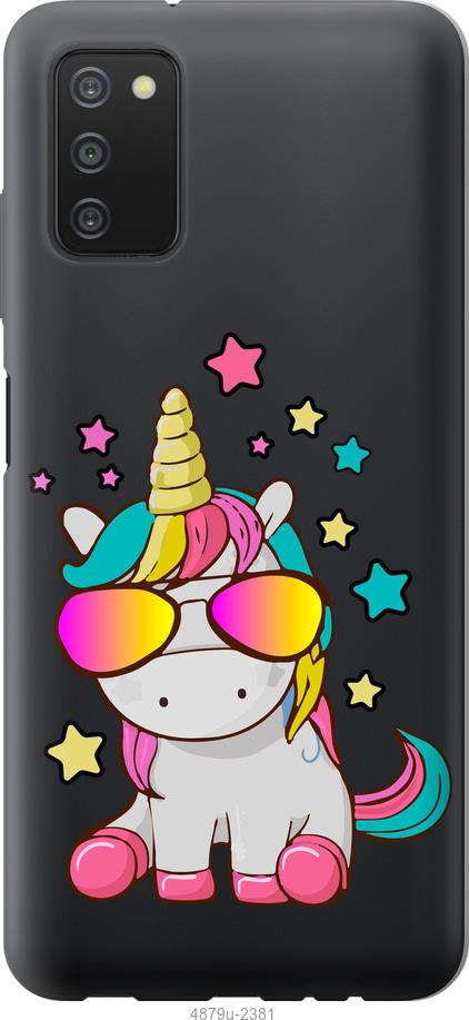 

Чехол на Samsung Galaxy A03s A037F Единорог в очках