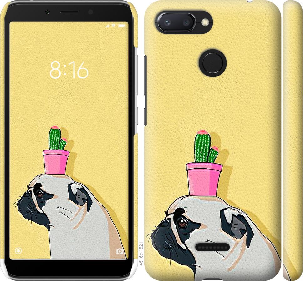 

Чохол на Xiaomi Redmi 6 Мопс з кактусом