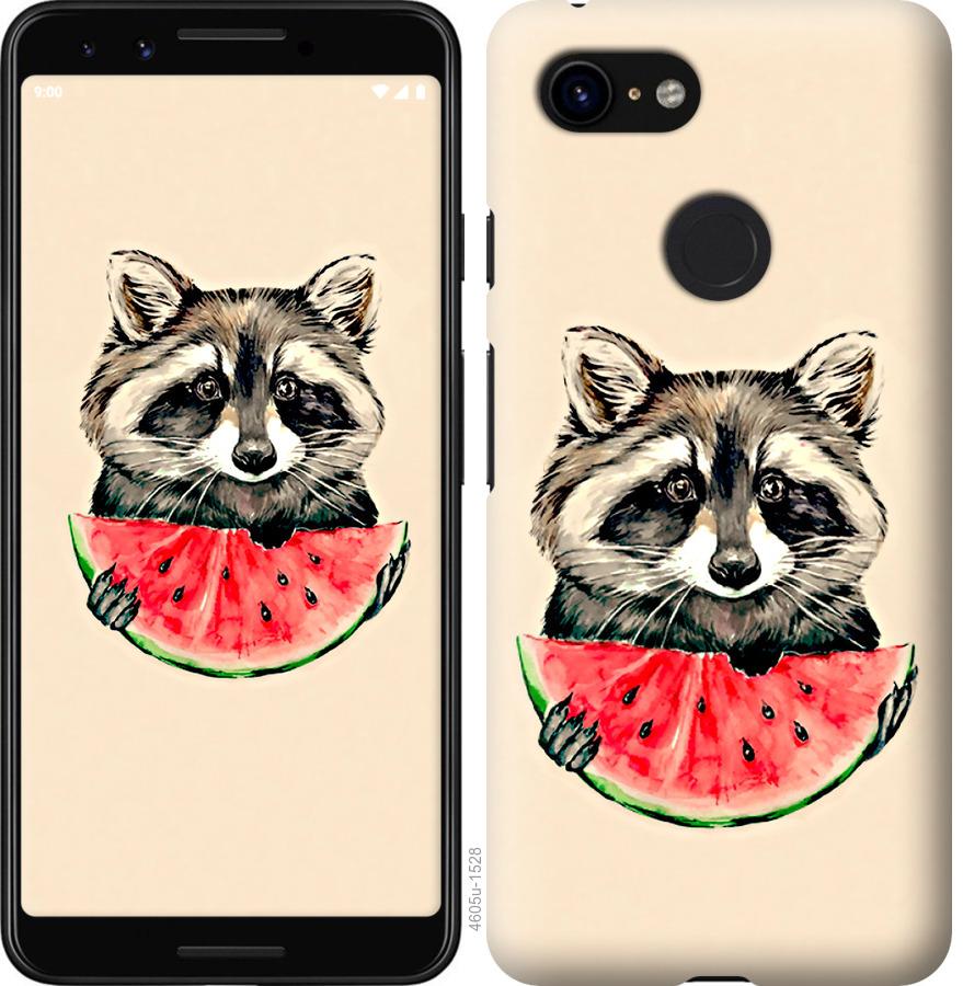 

Чехол на Google Pixel 3 Енотик с арбузом