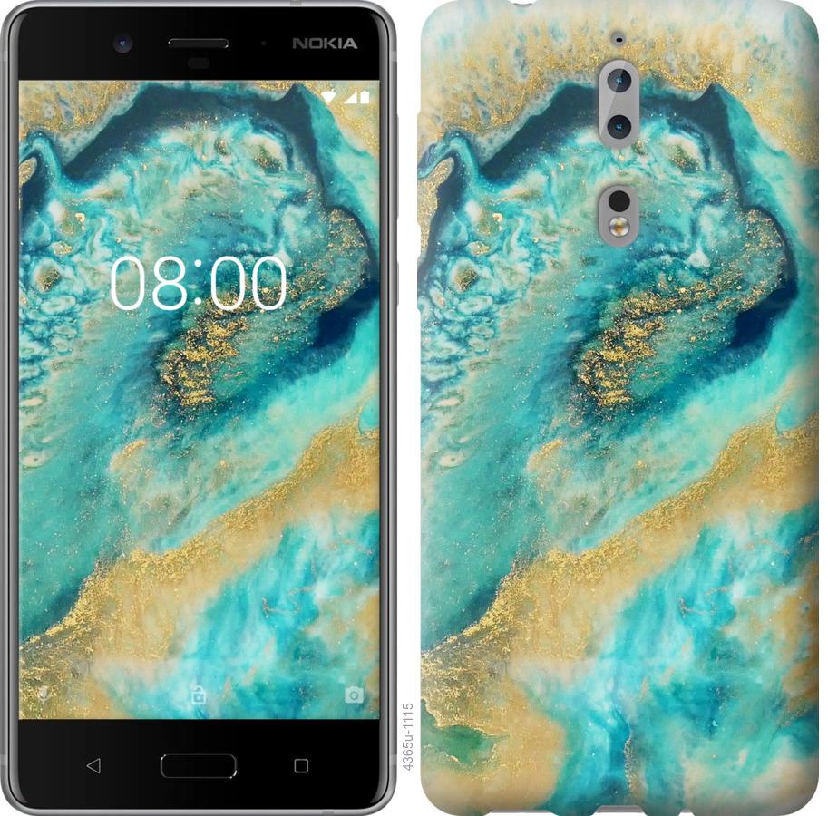 

Чехол на Nokia 8 Green marble