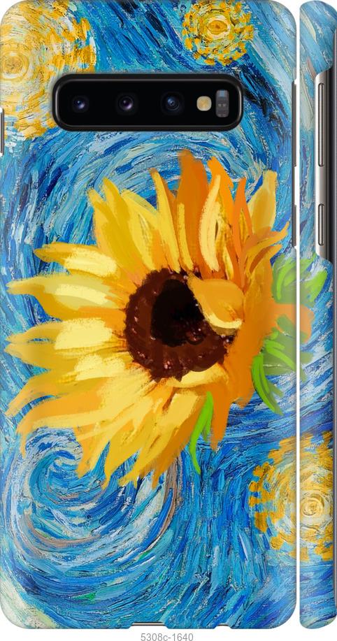 Чехол на Samsung Galaxy S10 Цветы желто-голубые