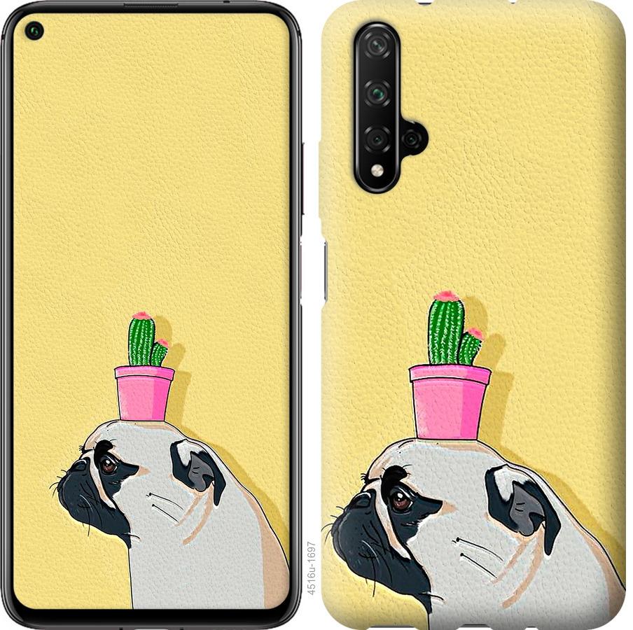 

Чохол на Huawei Honor 20 Мопс з кактусом