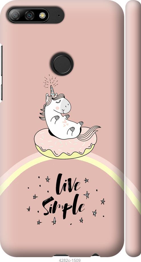

Чехол на Huawei Y7 Prime 2018 Единорожка в пончике