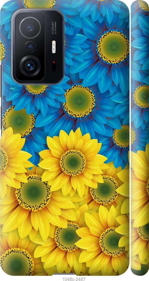 Чехол на Xiaomi 11T Pro Жёлто-голубые цветы