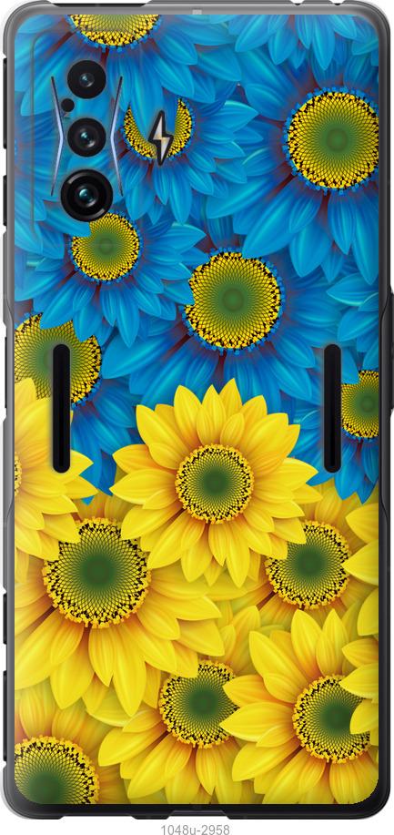 Чехол на Xiaomi Poco F4 GT Жёлто-голубые цветы